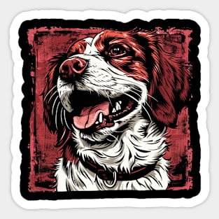 Retro Art Brittany Spaniel Dog Lover Sticker